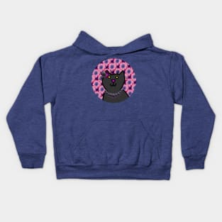 Violet Floral Cat Portrait Kids Hoodie